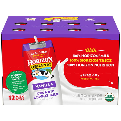 Horizon Organic 1% Lowfat Uht Vanilla Milk, 8 Oz., 12 Count