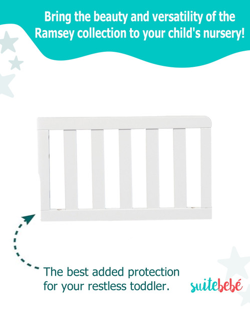 Suite Bebe Ramsey Toddler Guard Rail With Stabilizer Bar, White Finish