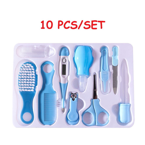Baby Health And Grooming Kit - 10pcs Baby Care Utensil Set For Newborn, Infant, Toddlers Boy And Girls With Nail Files, Nail Clippers,nasal Aspirator (blue)