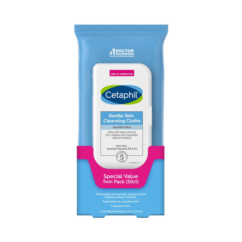 Cetaphil Gentle Skin Cleansing Cloths, 2-25ct Packs