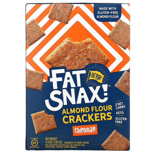 Fat Snax, Almond Flour Crackers, Cheddar, 4.25 Oz Pack Of 2