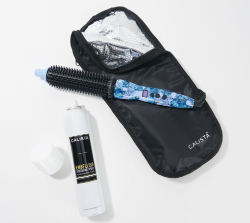 Calista Perfecter Pro Heated Round Brush With Embellish Spray-blue Floral