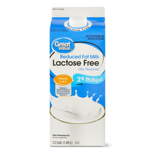 Great Value Lactose Free 2% Reduced Fat Milk, Half Gallon, 64 Fl Oz