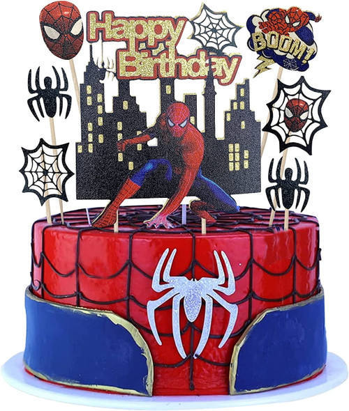 Spiderman Birthday Cake Toppers Kids Superhero Party Decorations