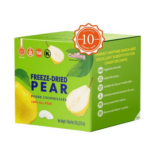 Onetang Freeze-dried Fruit Pears Chips, 10 Pack Single-serve Pack, Non-gmo, Kosher, No Add Sugar, Gluten-free 3.53 Oz