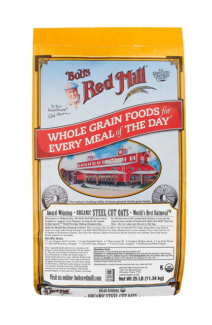 "bobs Red Mill Bulk Oats Steel Cut Organic, 25 Pound"
