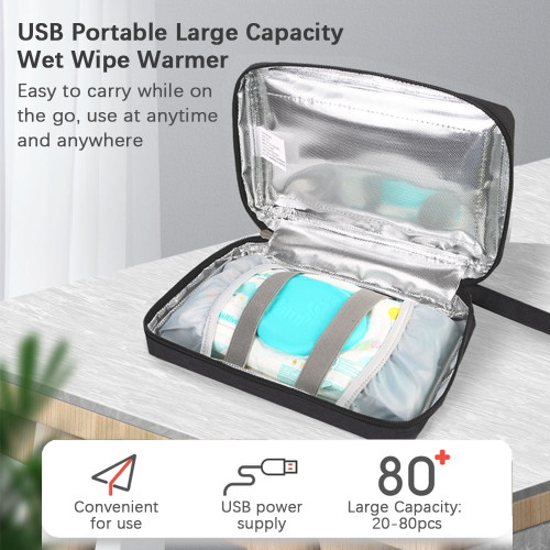 Aibecy Portable Usb Wipe Warmer Large Capacity Baby Wipes With Adjustable Temperature Display Screen