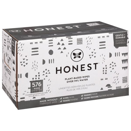 The Honest Company Baby Wipes| Pattern Play | Over 99 Percent Water | Pure & Gentle | Plant-based | Fragrance Free | Extra Thick & Durable Wet Wipes, 72 Count (pack Of 8)