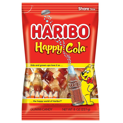Haribo Happy Cola Gummy Candy, Pack Of 1 8oz Peg Bag