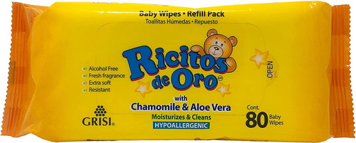 Ricitos De Oro Baby Wipes Baby Wipes With Chamomile Extract And Aloe Vera 80 Cont.