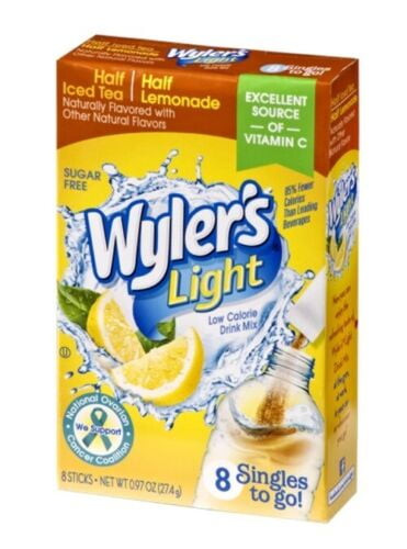 Wyler's Light Lemon Iced Tea Singles To Go Drink Mix, 8 Ct (2 Pack)