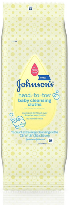 Johnsons Head-to-toe Baby Cleansing Cloths 15 Ea (pack Of 2)