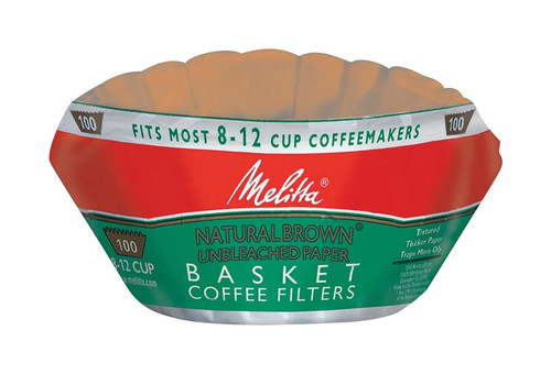 Melitta 8-12 Cup Natural Brown Basket Coffee Filter, 100 Ct