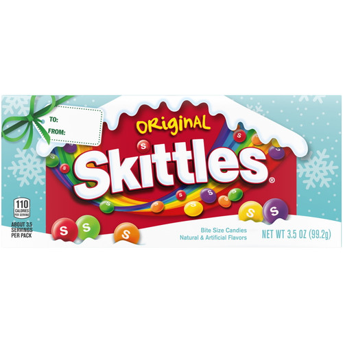 Skittles Original Christmas Chewy Candy, Holiday Theater Box, 3.5 Oz