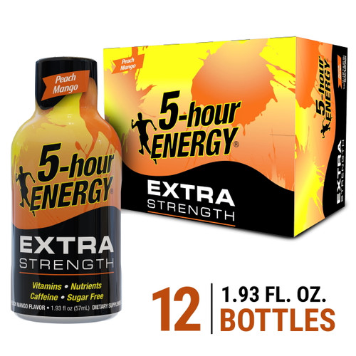 5-hour Energy Shot, Extra Strength, Peach Mango, 1.93 Oz, 12 Count