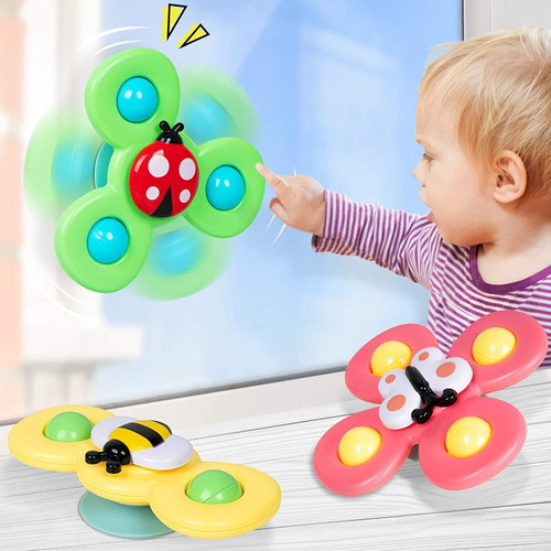 Suction Cup Spinner Toys, Infant Baby Children Toys 6-12-19 Months Baby Rattles Toy, Sensory Toys Bathtub Bath Toys Spinning Top Toy For Toddler