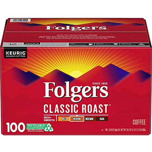 Folgers 100% Colombian Medium Dark Roast Coffee (100 K-cups)