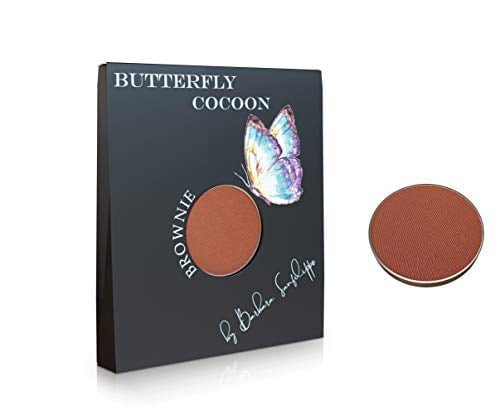 Butterfly Cocoon Single Eyeshadow Case Brownie, Highly Pigmented Eye Shadow, Matte Long Lasting Nude Color, Individual Single Eyeshadow Pan For Refillable, Customizable, Magnetic Individual Palette, H