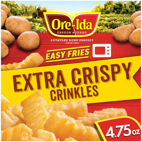 Ore-ida Ready In 5 Extra Crispy Crinkles French Fries Fried Microwavable Frozen Potatoes, 4.75 Oz Box