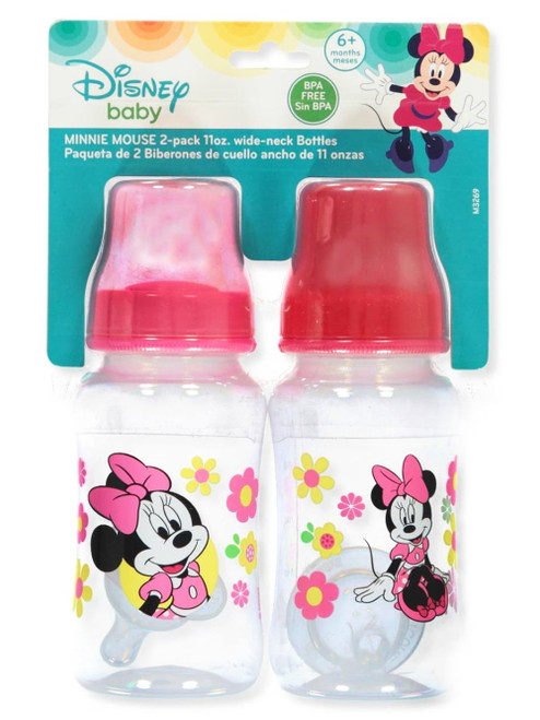 Disney Minnie Mouse "sitting Pretty" 2-pack Wide-neck Bottles (11 Oz.)