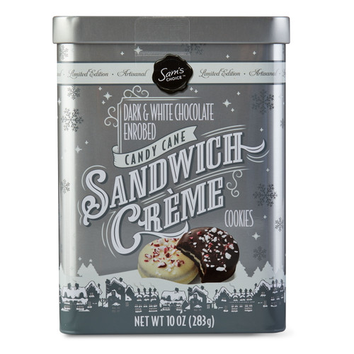 Sam's Choice Candy Cane Sandwich Creme Cookies, 10 Oz, Dark & White Chocolate