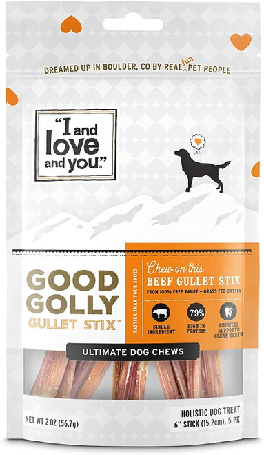 I And Love And You Good Golly Gullet Sticks 6 Inch Beef 5 Treats Pack Of 2