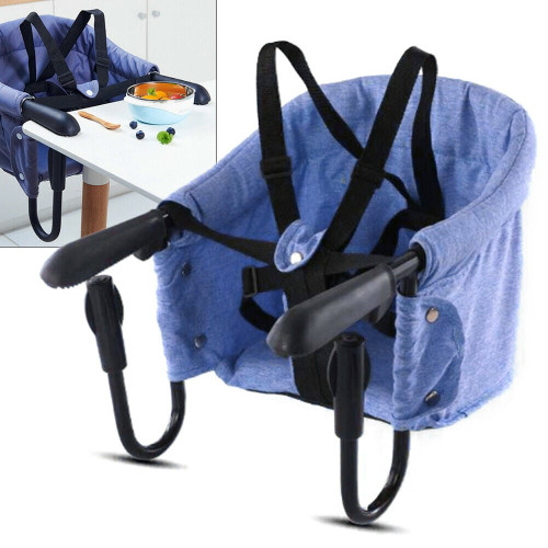 Oukaning Clip On High Chair Heavy Duty Baby Hook On Table Seat For Travel & Home Portable Blue