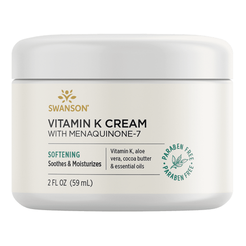 Swanson Vitamin K Cream With Menaquinone-7 - Eye Cream To Help Minimize The Appearance Of Dark Circles Under The Eyes - Topical Cream To Help Nourish And Brighten The Skin - (2 Fl Oz)