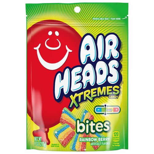 Airheads Xtremes Sweetly Sour Candy Bites Snack Size, Rainbow Berry, 9 Oz