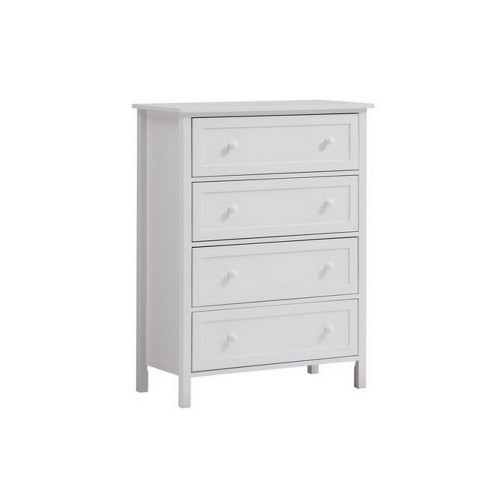 Mio 46 Inch 4 Drawer Tall Dresser Chest, Solid Wood, Glossy White