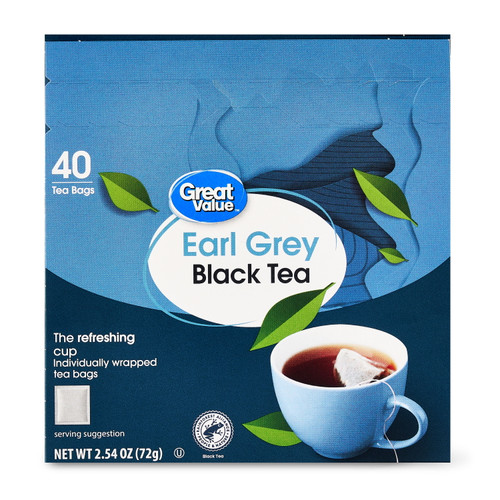 Great Value Earl Grey Black Tea, 2.54 Oz, 40 Count