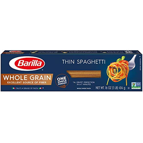 Barilla Whole Grain Pasta, Thin Spaghetti, 13.25oz,(pack Of 4)