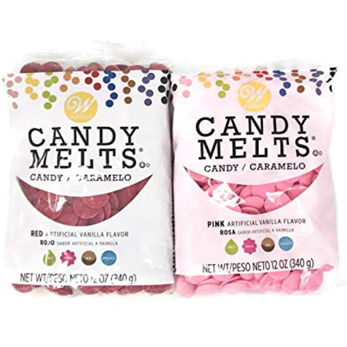 Bundle Of Wilton Candy Melts, Red And Pink, 12 Ounces Each