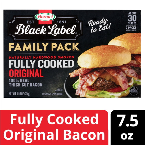 Hormel Black Label Bacon, Fully Cooked, Family Pack, 7.56 Oz