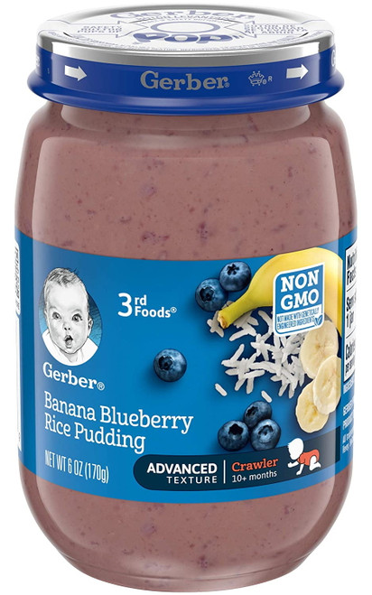 Gerber Purees 3rd Foods Banana, Blueberry & Rice - 6 Oz, 6 Count