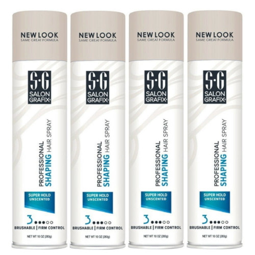4 Pack Salon Grafix Unscented Shaping Hair Spray, 10oz Each