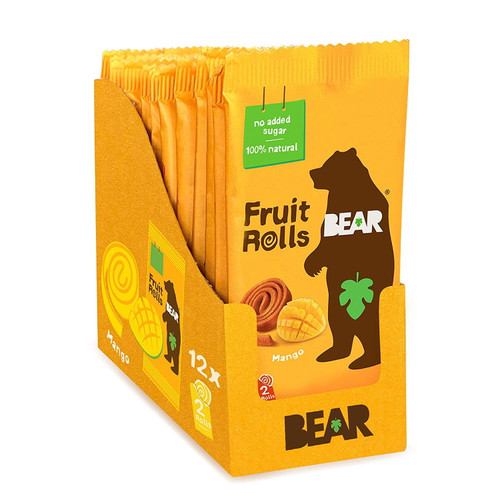 Bear Real Fruit Snack Rolls, Mango – 12 Pack (2 Rolls Per Pack) – Gluten Free, Vegan, And Non-gmo – Healthy School And Lunch Snacks For Kids And Adults, 0.7 Ounce