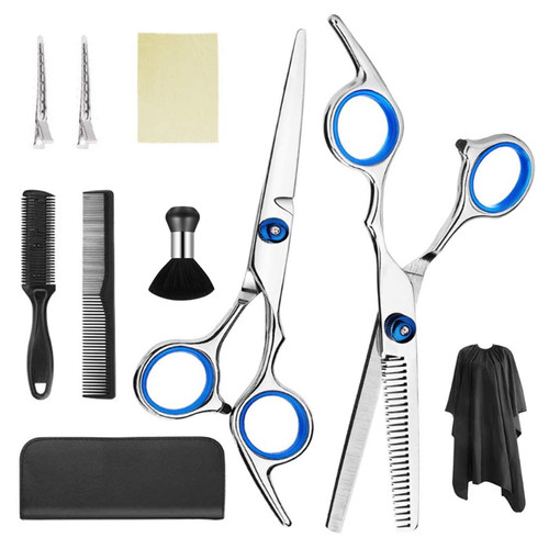 Hair Cutting Scissors , Hairdressing Scissors Hair Cutting Shears  9 Pcs Barber Stainless Steel Thinning Scissors Cape Clips Comb Hair Kit Men Women Pet Tool