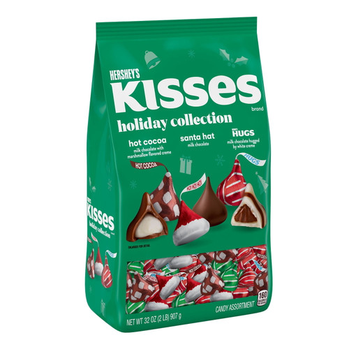 Hershey's Hugs & Kisses Holiday Collection Assorted Milk Chocolate And Creme Christmas Candy, 32 Oz