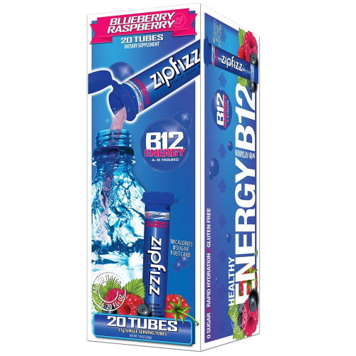 Zipfizz Healthy Energy Drink Mix, Blueberry Raspberry, 20 Count