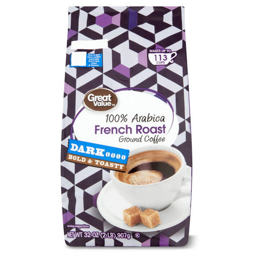 Great Value French Roast Ground, 100% Arabica, Medium Roast, Ground Coffee, 32 Oz