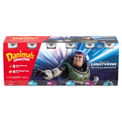 Danimals Strawberry Explosion & Birthday Cake Variety Pack Smoothies, 3.1 Oz. Bottles, 12 Count