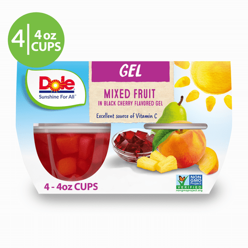 Dole Fruit Bowls Mixed Fruit In Black Cherry Gel, 4.3 Oz Bowls, 4 Cups Of Fruit