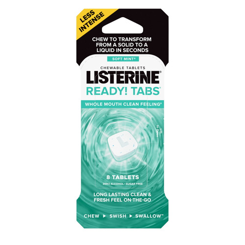 Listerine Ready! Tabs Chewable Tablets With Soft Mint Flavor, 8 Ct