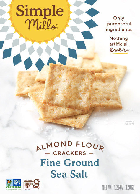 Simple Mills Crackers, Fine Ground Sea Salt, Almond Flour, 4.25 Oz.