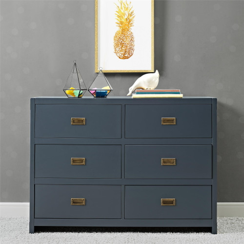 Baby Relax Miles 6-drawer Dresser, Nursery Furniture, Graphite Blue
