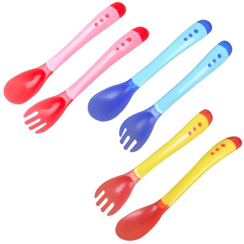 Soft Tip Infant Safety Spoons,1 Fork & 1 Spoon, 2 Pack