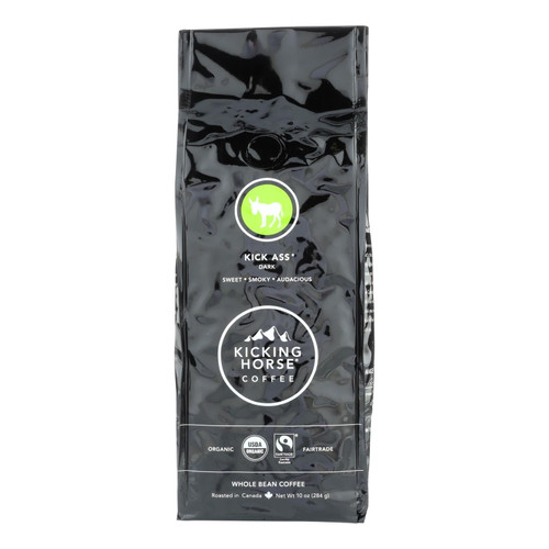 Kicking Horse Coffee Organic, Kick Ass, Dark Roast, Whole Bean Coffee, 10 Oz