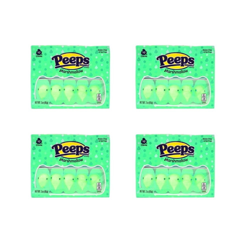 Peeps Green Chick Shaped Marshmallows Candy Party Favors, 4 Packs Of 10 Count