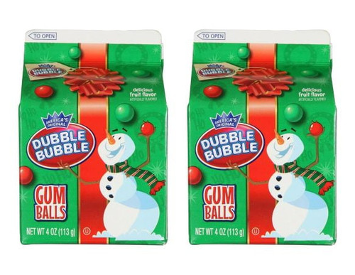 Cgt Christmas Holiday Dubble Bubble Gum Balls Fruit Flavor Xmas Navidad Christmas Stocking Stuffers Gift Basket Edible Dessert Toppers Decorations Snack Treat 4 Oz. (pack Of 20